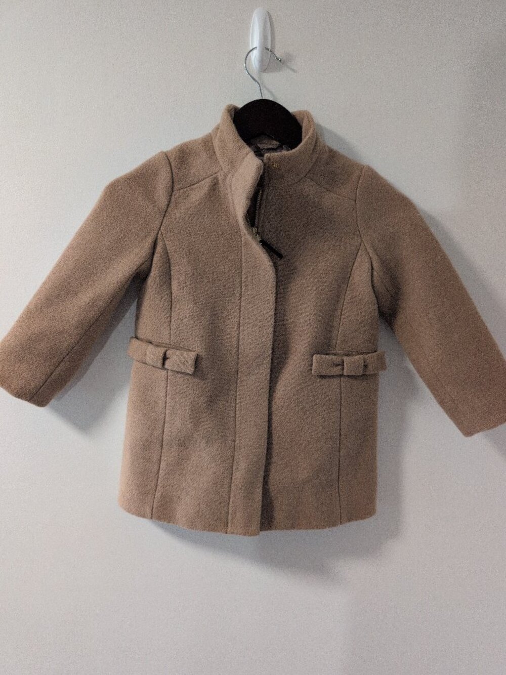 J.Crew Crewcuts Kids Wool Blend Coat Kids 4 5 Zip Down in Camel Tan